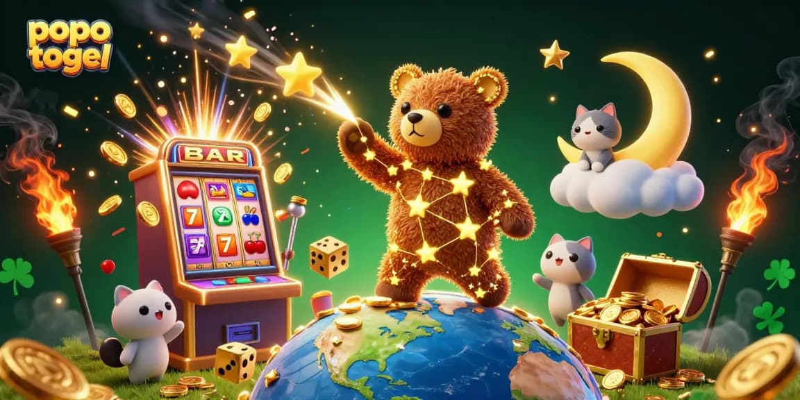 Experience popo togel with vibrant 3D illustration of jackpot excitement and magic.
