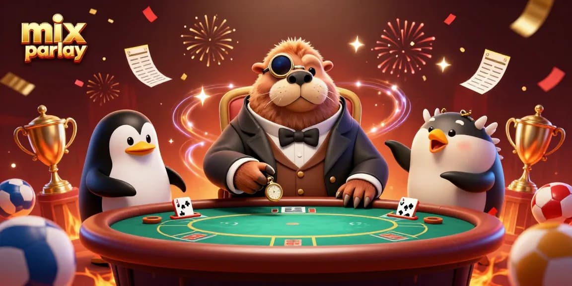 Experience thrilling mix parlay betting with our vibrant 3D illustration capturing poker action.