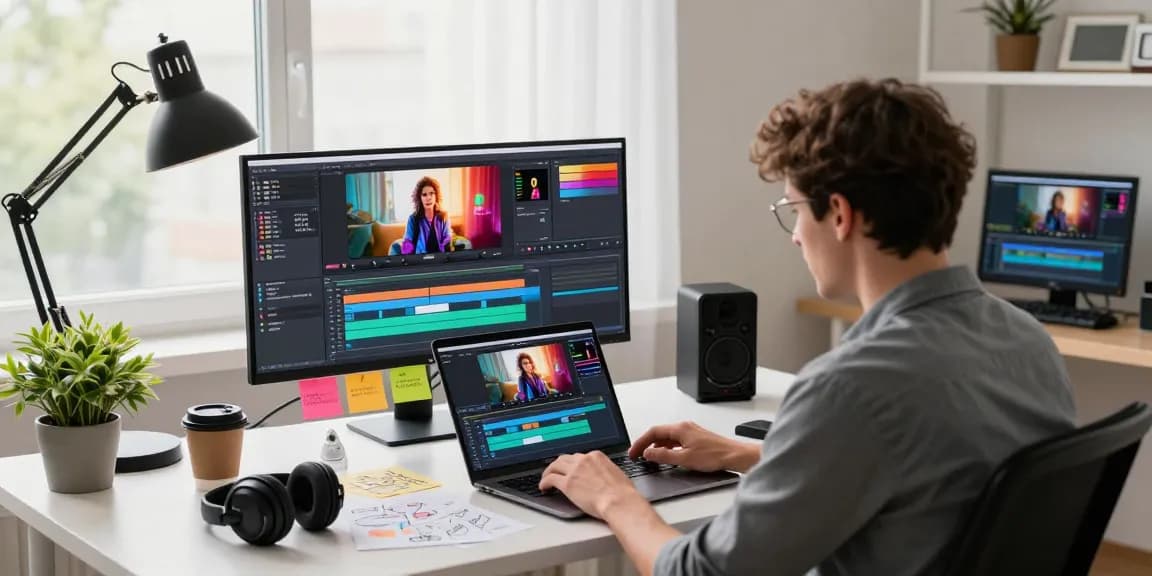 Creative workspace for video prompt ai generation featuring editing tools and vibrant video content.