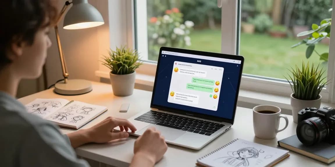 Engaging NSFW AI chat experience with vibrant interface in cozy home office