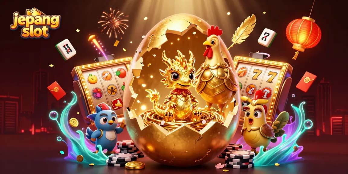 Experience the excitement of jepang slot with dazzling visuals of golden dragons and vibrant casino elements.