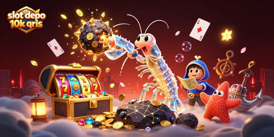 Spin the reels with slot depo 10k qris and chase golden wins in this rich 3D casino illustration.