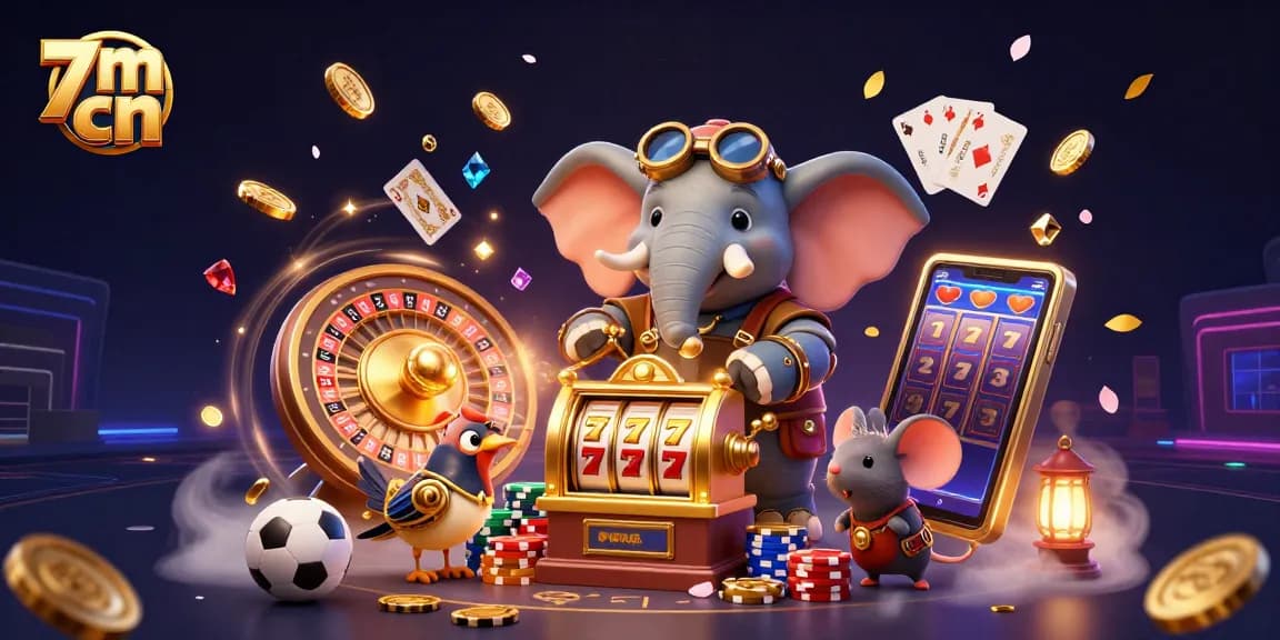 Experience thrilling sports betting with 7m cn's dynamic 3D illustration of a steampunk elephant celebrating wins.