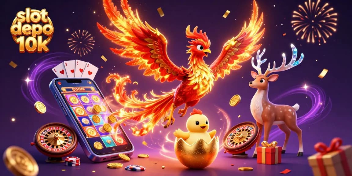 Experience the thrill of slot depo 10k with vibrant game elements and captivating characters in one rich scene.