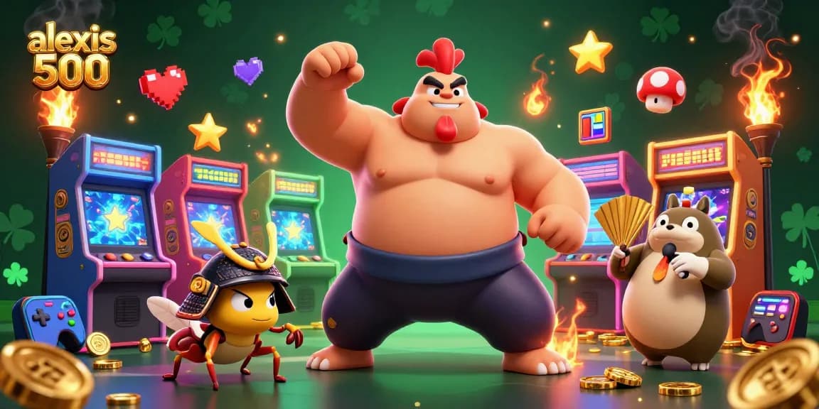 Experience dynamic gameplay in alexis 500 with vibrant characters surrounded by casino arcade elements.