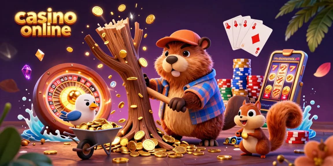 Experimentează emoția jocurilor casino online cu această ilustrație vibrantă plină de aur și distracție.