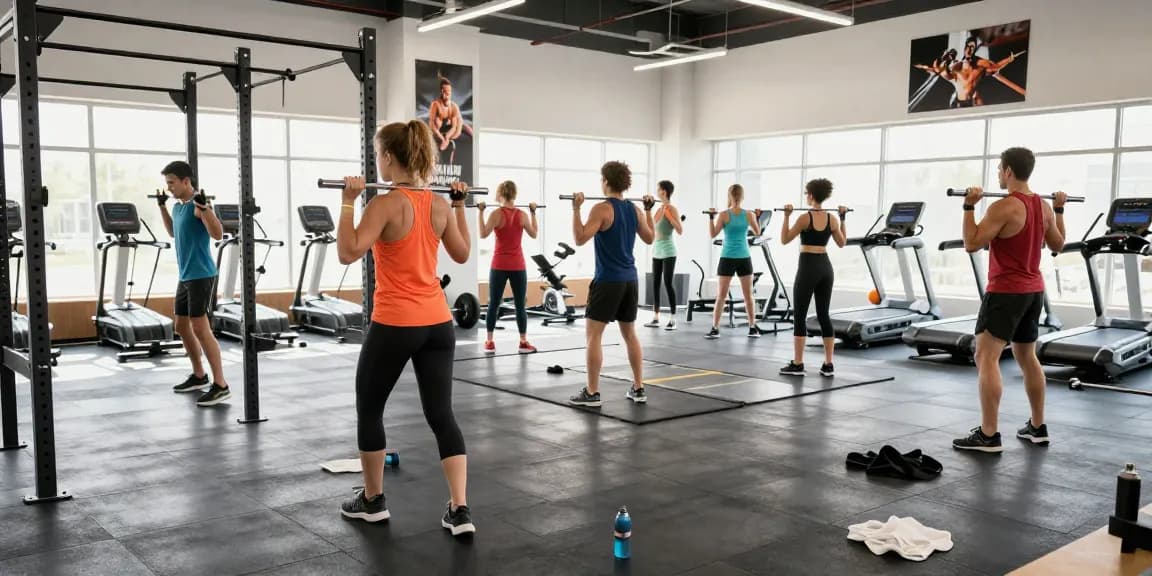 Driada Shop offers fitness enthusiasts a vibrant gym scene showcasing high-intensity workouts and teamwork.