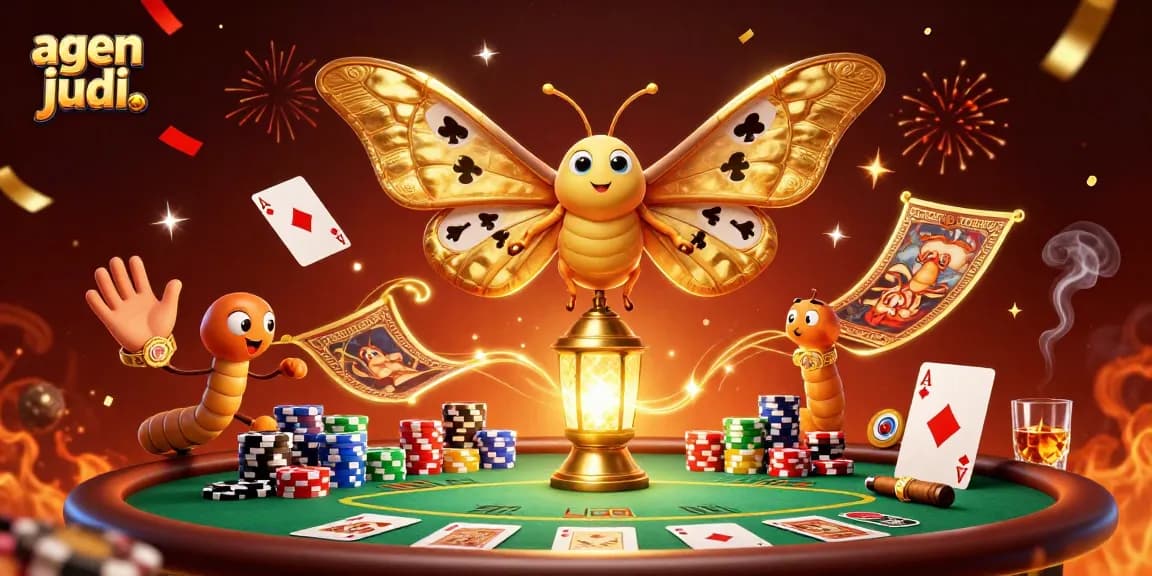 Experience immersive agen judi bola action with vibrant casino-themed illustration featuring iconic poker elements.