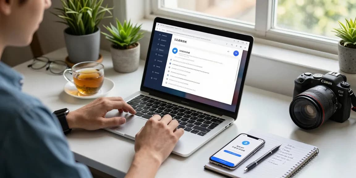User navigating the Telegram Chinese login guide on laptop, showcasing interface and tech workspace.