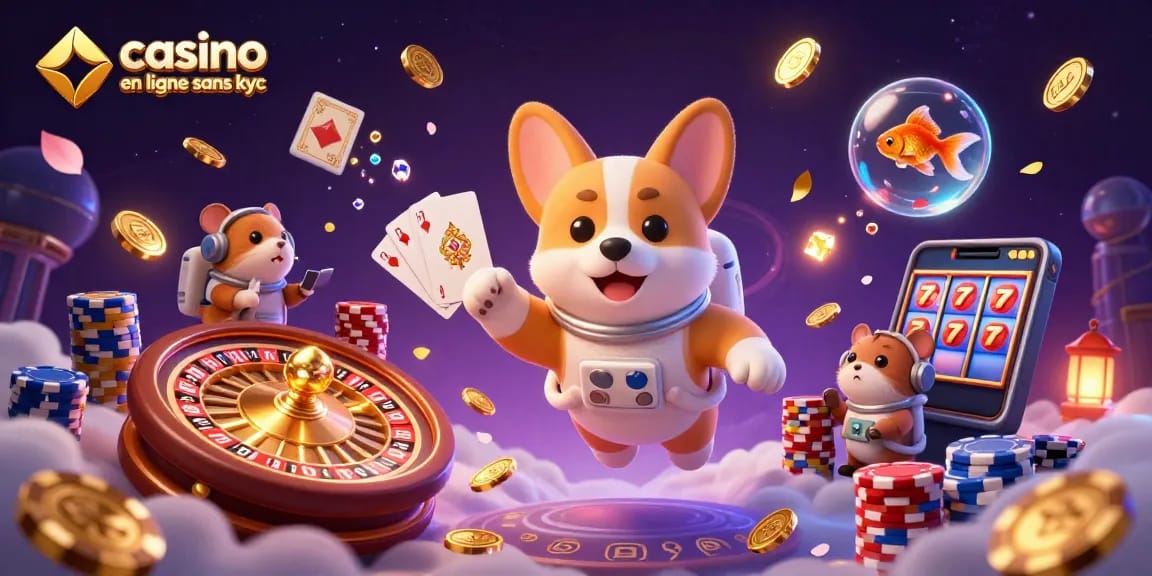 Jouer à un casino en ligne sans KYC avec des personnages de jeu animés dans un casino spatial.