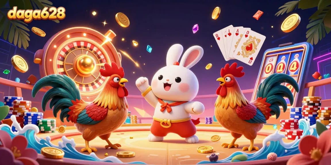 daga628 showcases an exhilarating cockfighting experience with vibrant characters and dynamic betting action.