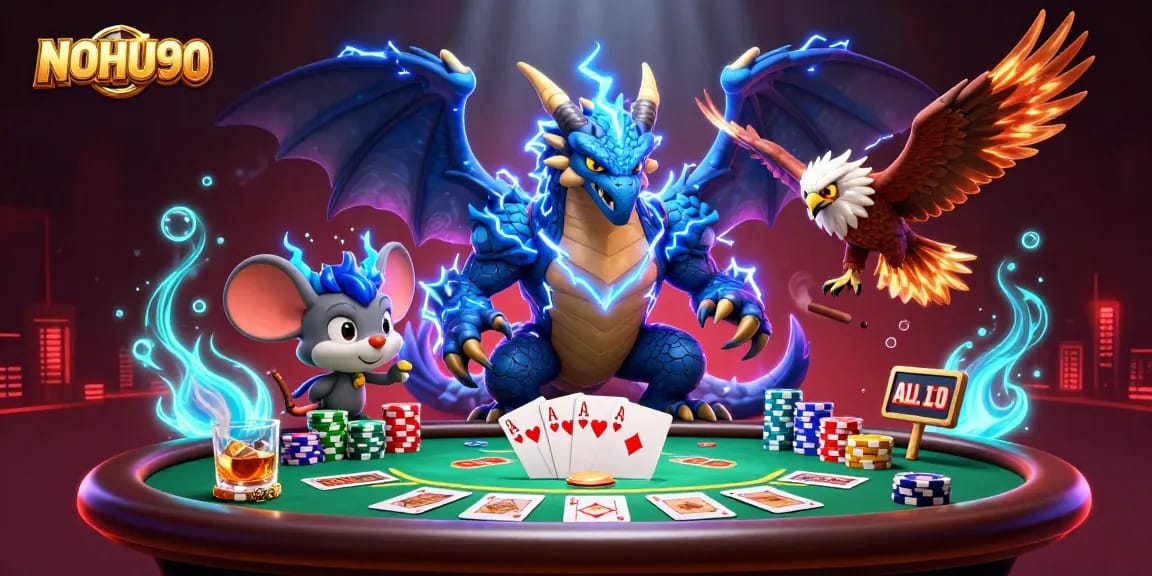 Engage in exciting gameplay at NOHU90 with powerful characters and poker elements.