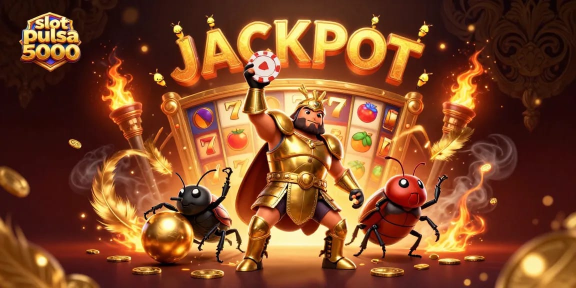 Slot pulsa 5000, mainkan slot online dengan kemenangan besar dalam ilustrasi menarik yang penuh detail.