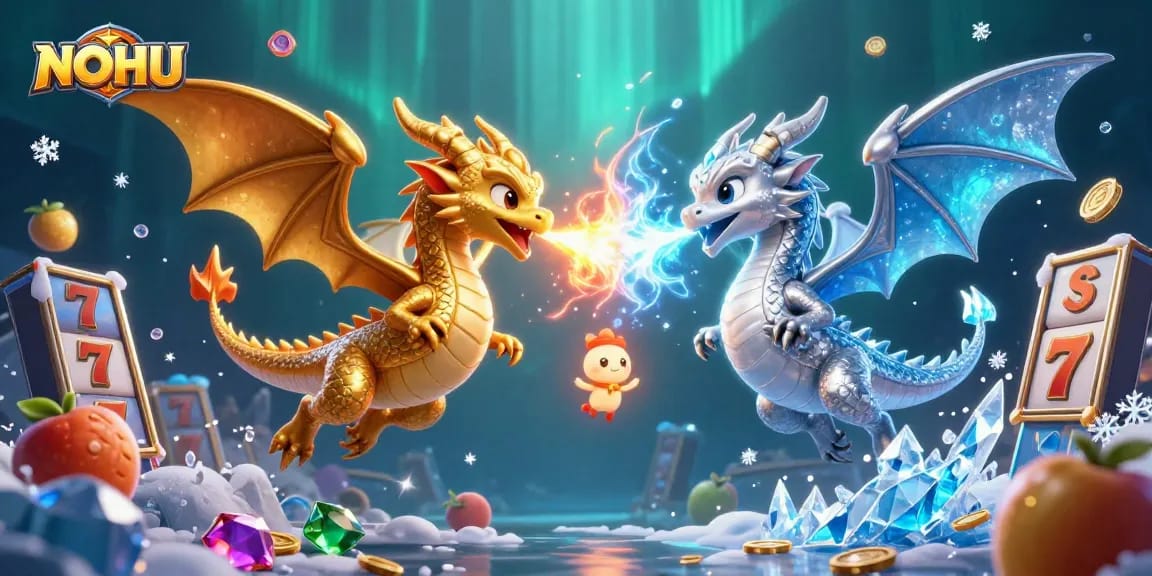 Experience exhilarating casino action with NOHU's captivating 3D dragon scene featuring slot games.