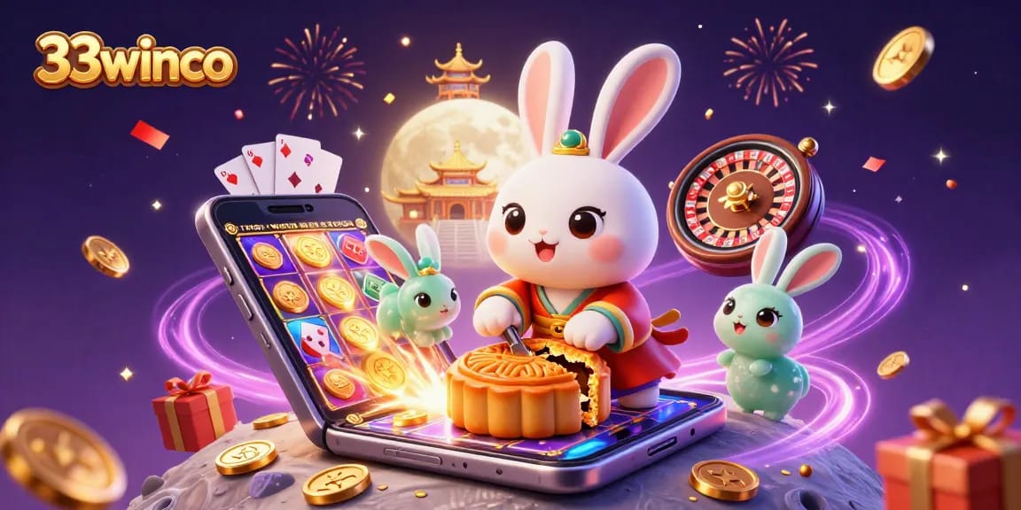 Engage in thrilling gameplay with 33winco's vibrant casino scene featuring poker chips and festive atmosphere.