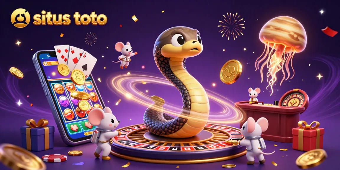 Experience excitement at situs toto with a colorful 3D gambling illustration showcasing cosmic betting.