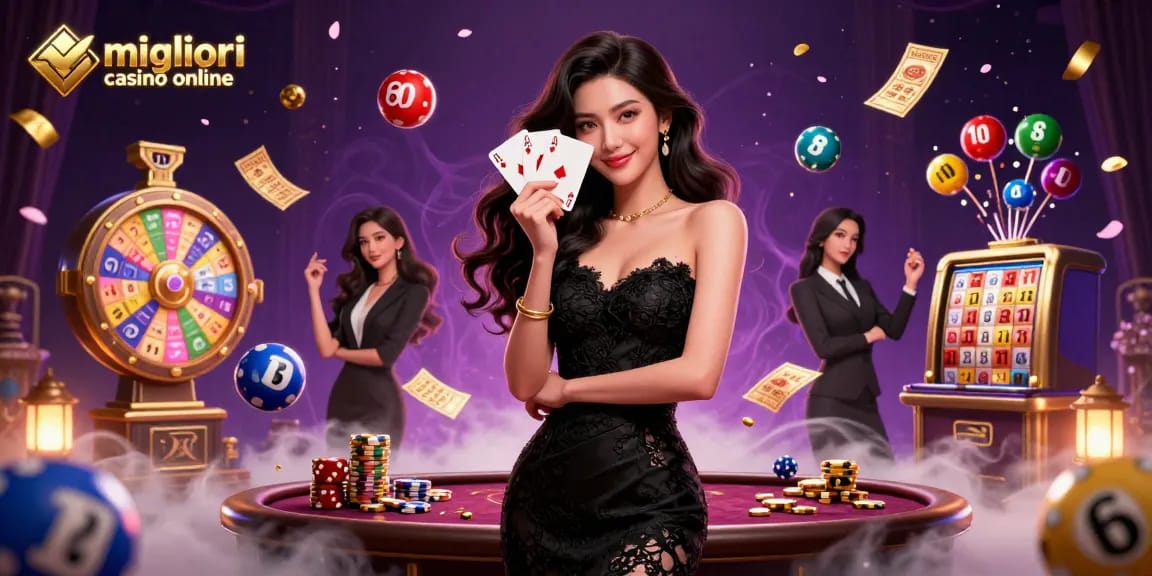 Interagisci con i migliori migliori casino online, mostrando personaggi eleganti ed elementi di gioco vivaci.