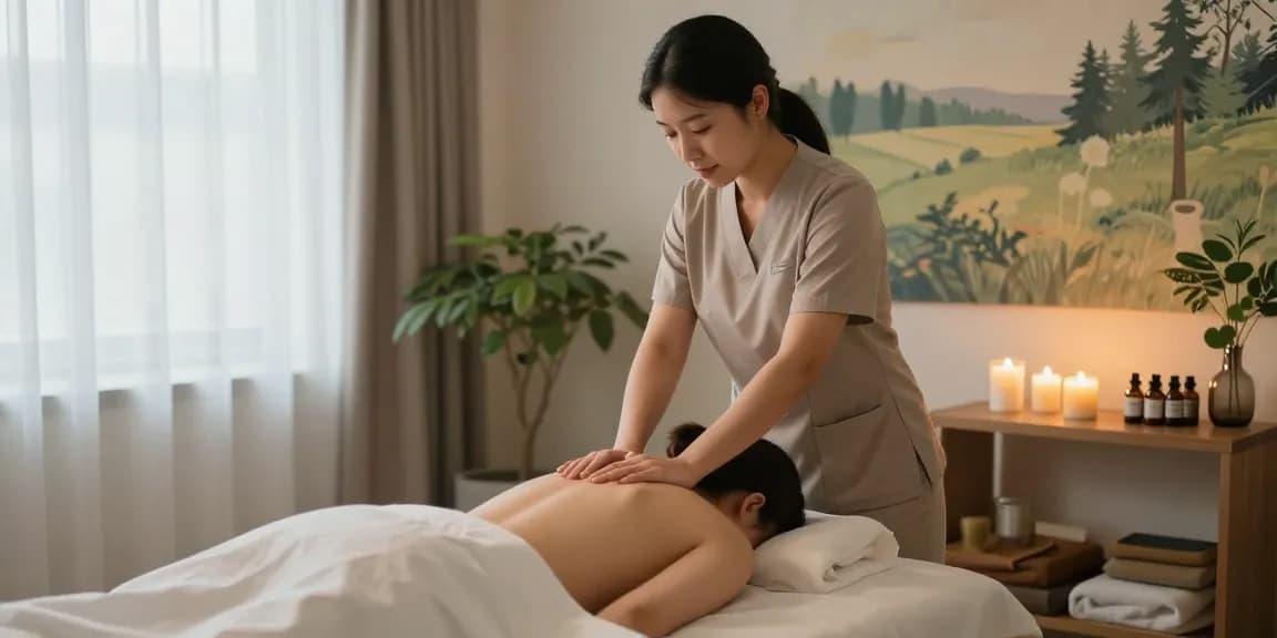 Serene 부천출장안마 session showcasing a relaxing massage with calming atmosphere and soft lighting.