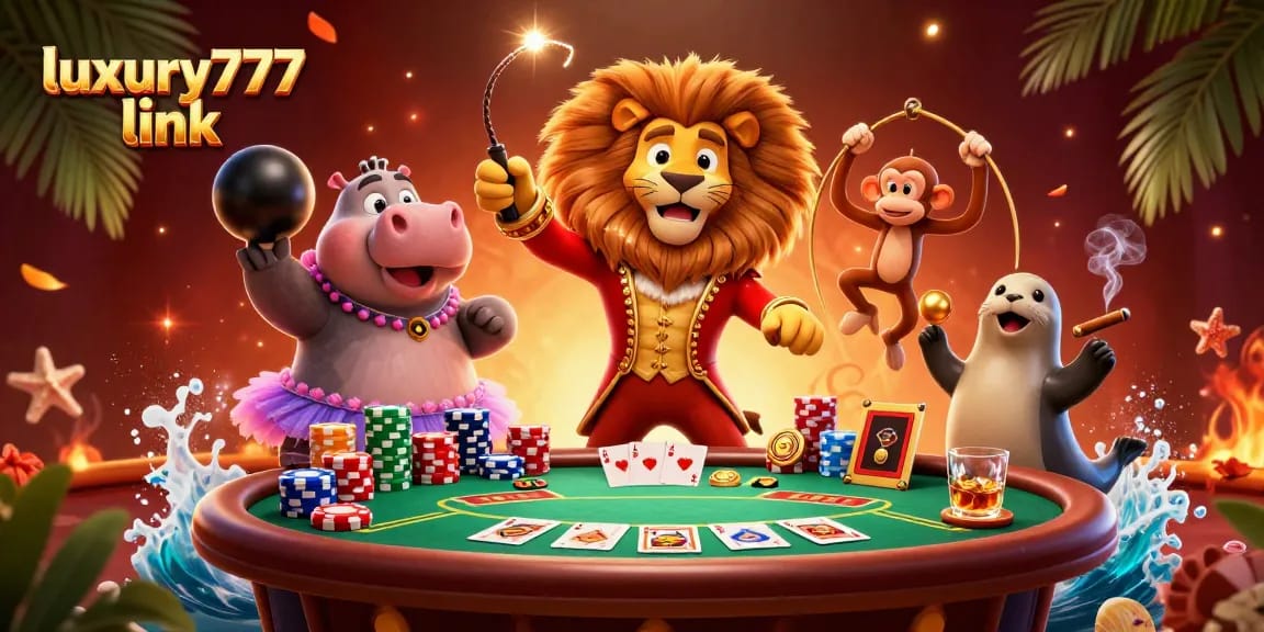 Engage with luxury777 link by playing at a vibrant poker-themed casino scene