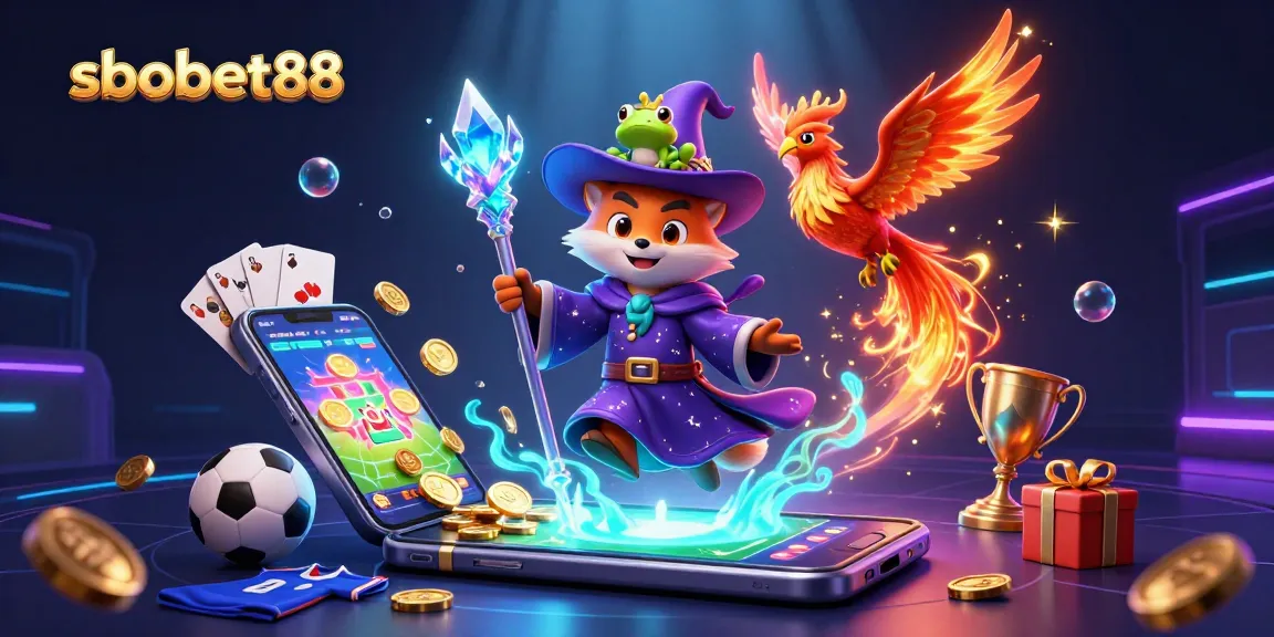 Bet on sbobet88 with an immersive 3D fantasy theme showcasing exciting sports betting elements.