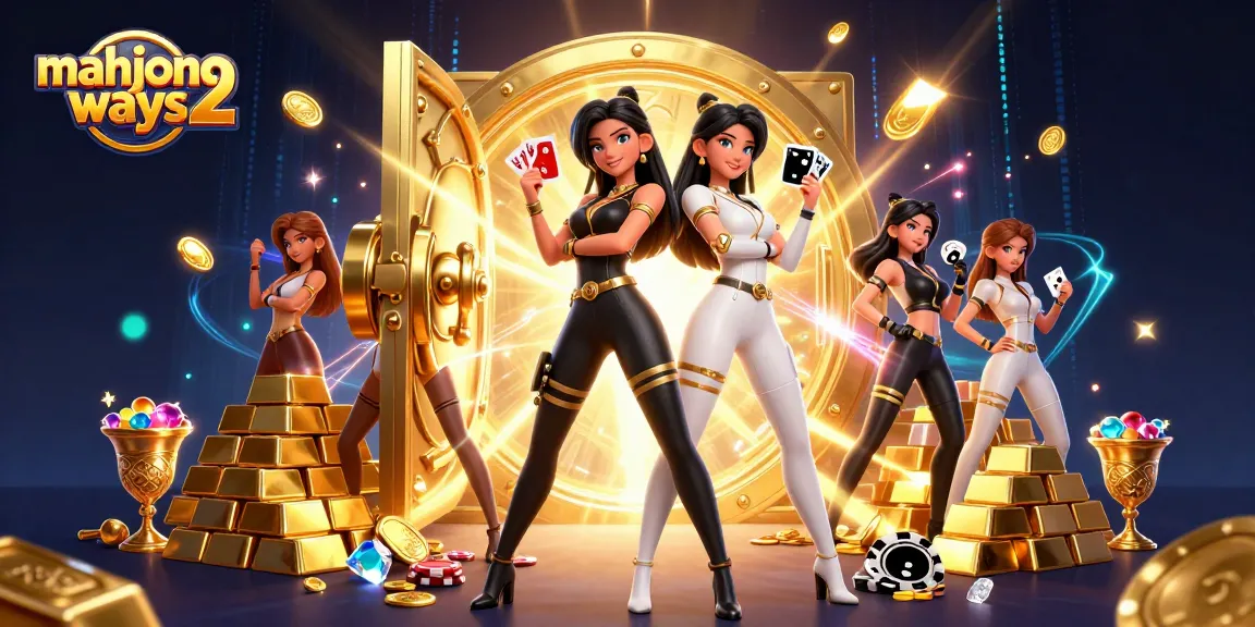 Engage with mahjong ways 2 in a vibrant casino scene featuring stunning twin Asian women.