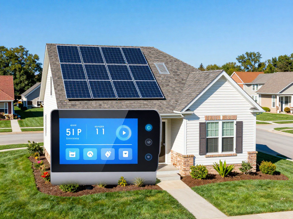 “solar roof requirements illinois demonstrated in a modern home with solar panels, showcasing energy efficiency and sustainability technology.”