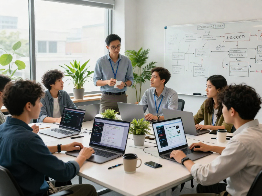 AI Image Detection tool development in an innovative tech workspace.