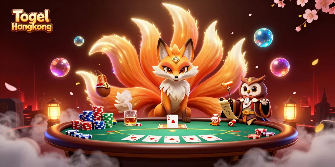 Togel Hongkong spectacle featuring glowing spirits, vibrant poker scene, and mystical elements.