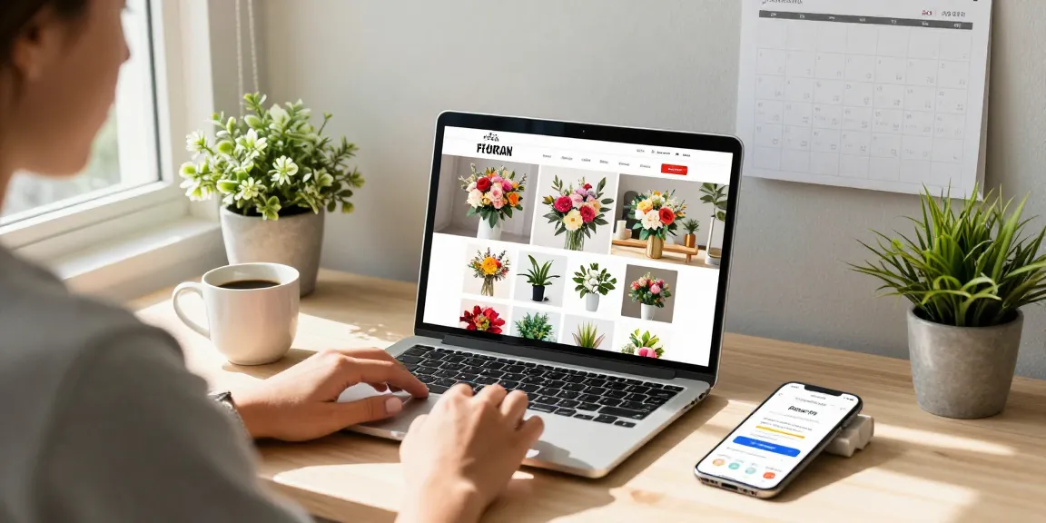 Engaging online shopping experience at MODALWD featuring vibrant floral arrangements and art supplies.