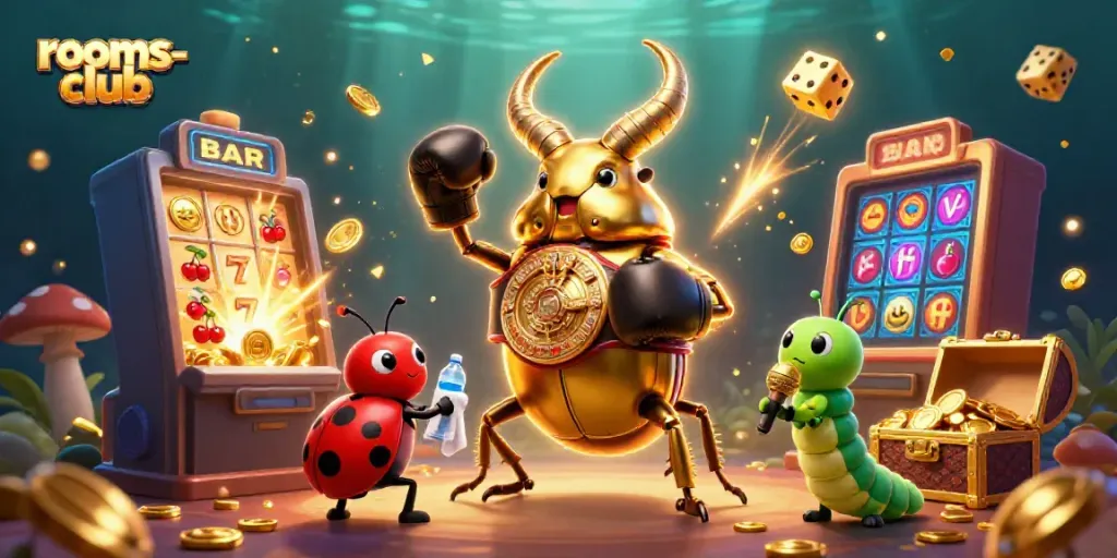 Rasakan sensasi permainan kasino dengan rooms-club, beraksi pada mesin slot yang meledak dengan koin emas.