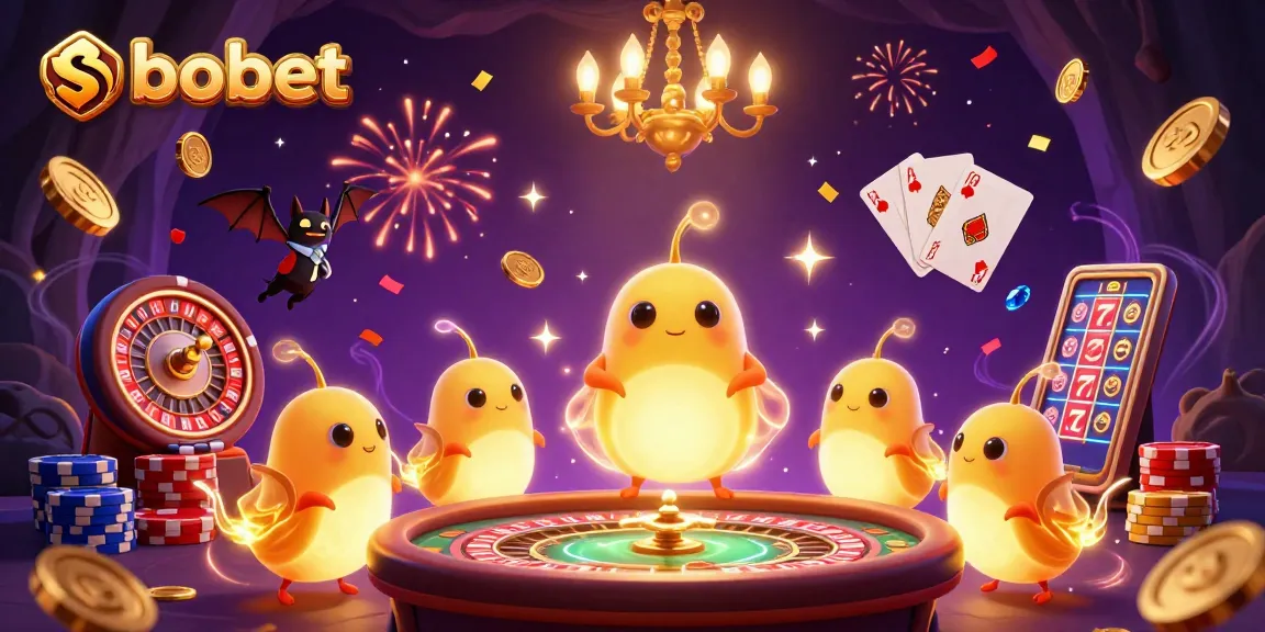 Experience sbobet with a vibrant casino scene led by glowworms and a bat dealer lighting up the excitement.