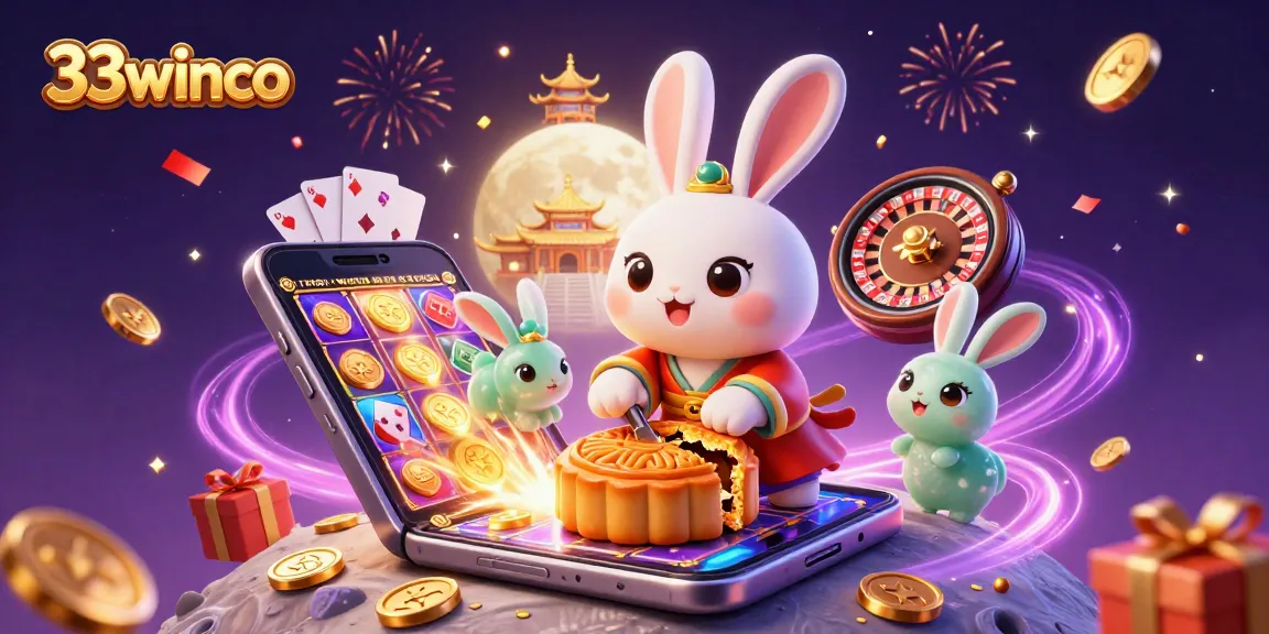 Engage in thrilling gameplay with 33winco's vibrant casino scene featuring poker chips and festive atmosphere.