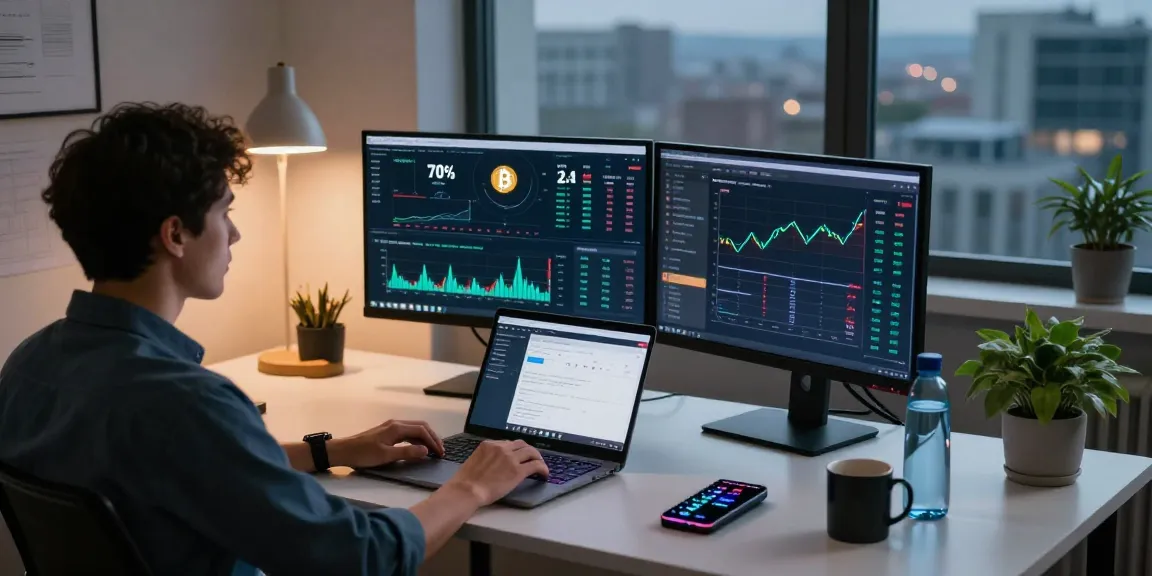 Stockton Rush net worth illustrated in a high-tech crypto trading setup with modern interfaces and financial analytics.