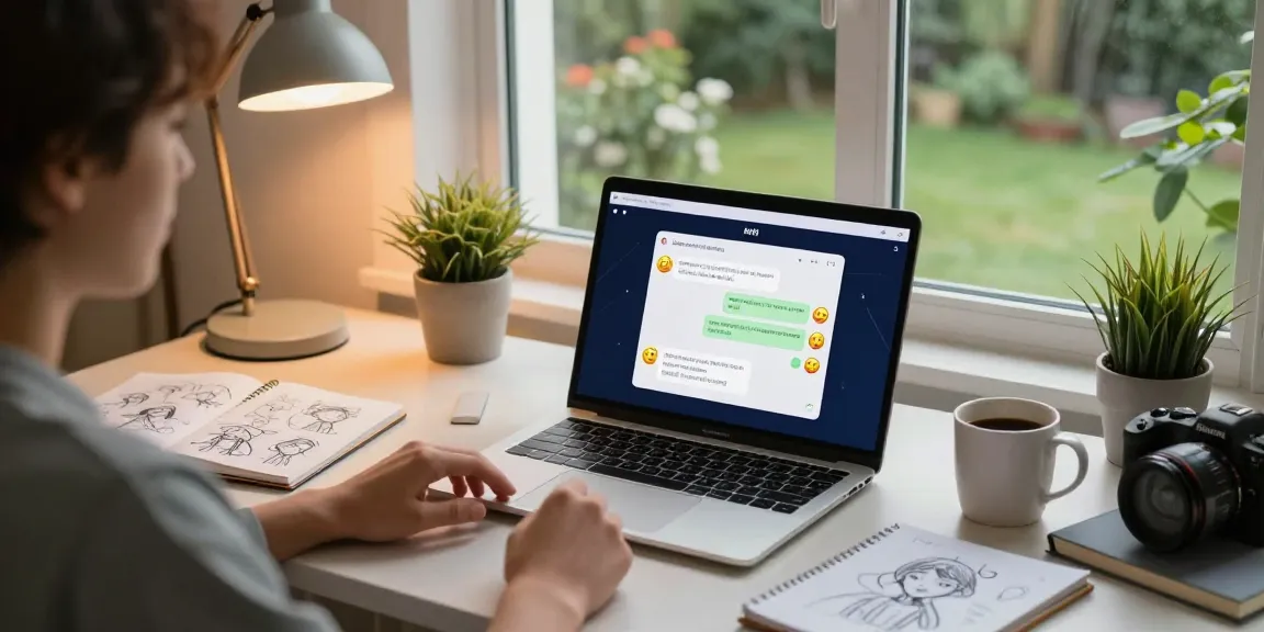 Engaging NSFW AI chat experience with vibrant interface in cozy home office