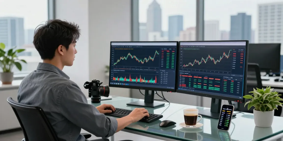 Real-time financial trading workspace highlighting the soybean oil futures API integration on monitors with analytics.