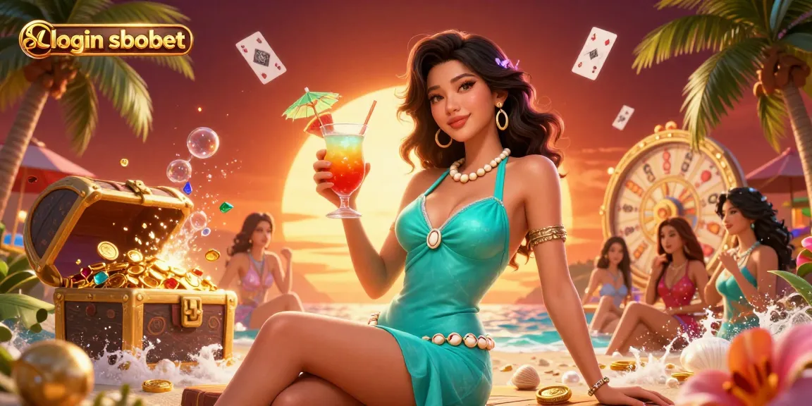 Engage in exciting online gaming with thrilling login sbobet experiences amidst tropical casino vibes.
