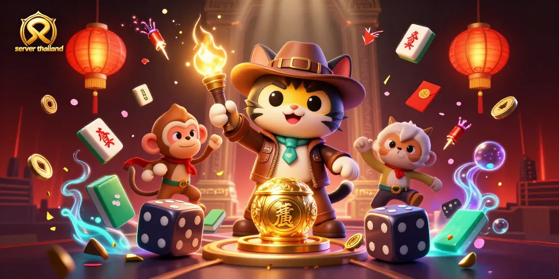 Experience thrilling gaming moments with server thailand in this vibrant casino-themed illustration.