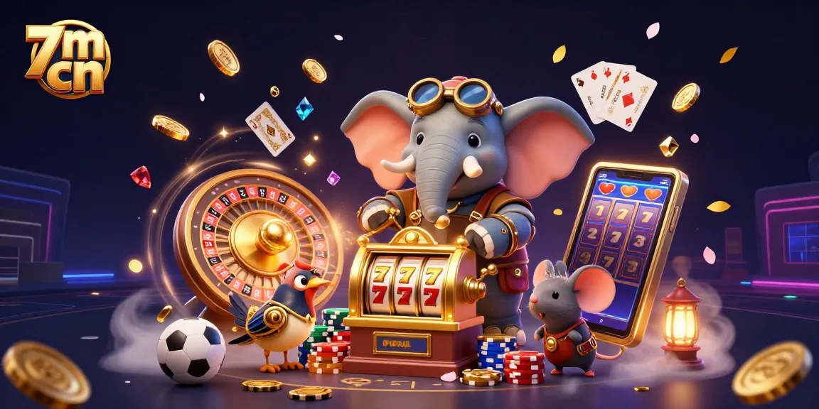 Experience thrilling sports betting with 7m cn's dynamic 3D illustration of a steampunk elephant celebrating wins.
