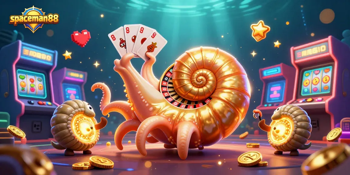 Experience fun with spaceman88, featuring a giant nautilus and vivid casino elements.