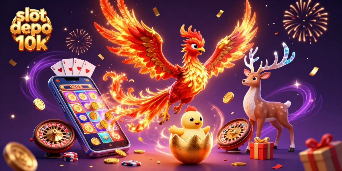Experience the thrill of slot depo 10k with vibrant game elements and captivating characters in one rich scene.