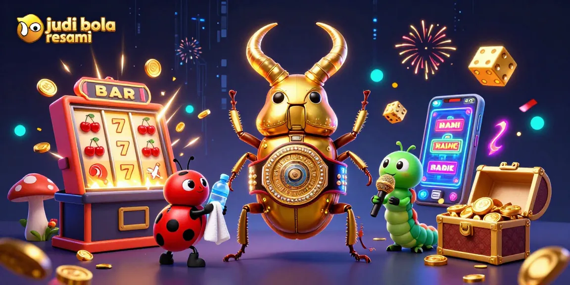 Bet on judi bola resmi as a giant beetle faces off in a casino world bursting with jackpots.