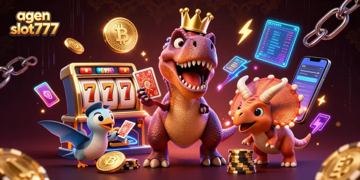 Engage with the vibrant world of agen slot777 as characters shuffle cards and stack chips in a lively casino scene.