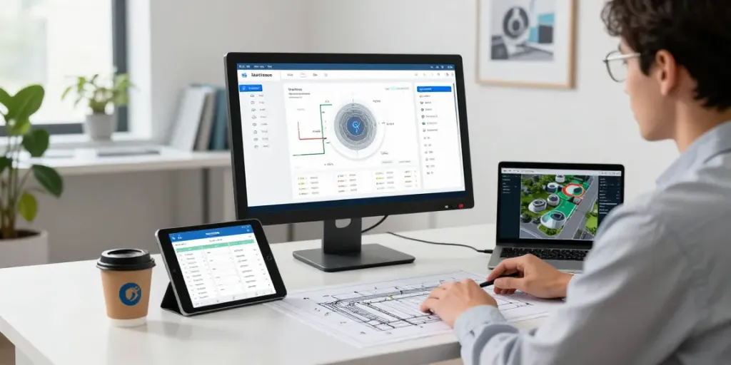HVAC Software interface displayed on a modern desk highlighting system performance and analytics