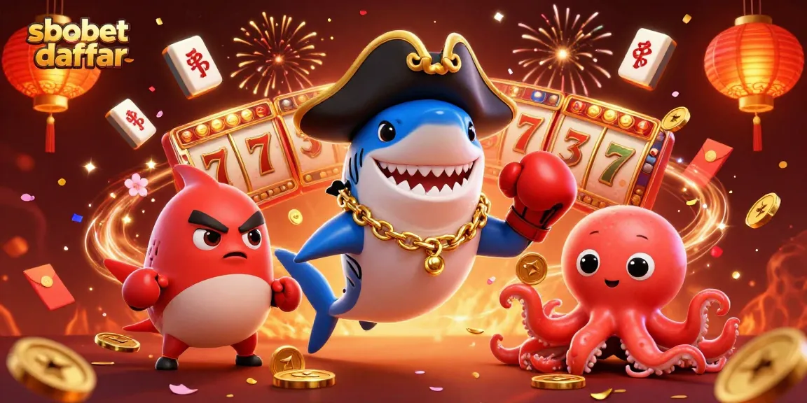 Engage in sbobet daftar with dynamic casino adventure featuring cartoon shark and friends.