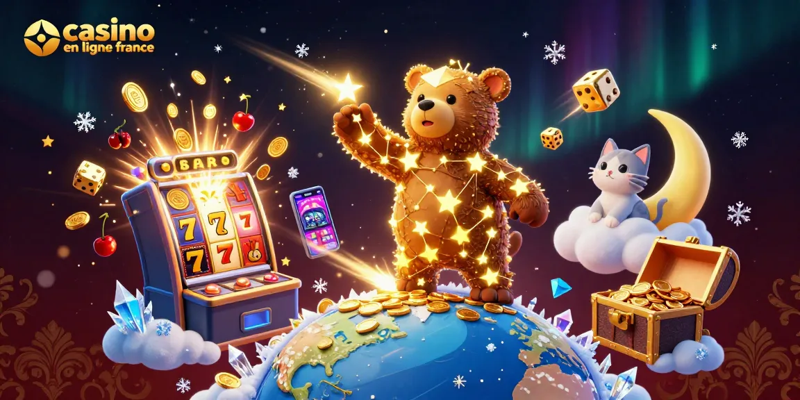 Jouez au casino en ligne France avec une machine à sous dorée et des symboles éclatants.