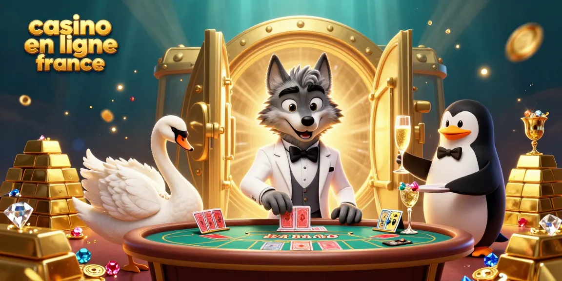 Profitez des jeux de casino en ligne France avec une illustration luxueuse de personnages animés.