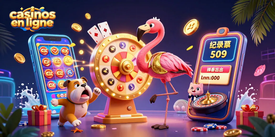 Jouez dans des casinos en ligne avec cette illustration dynamique et colorée, capturant l'excitation des jeux d'argent.