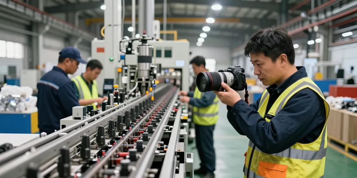 Fotografo Industriale che cattura la produzione in un grande stabilimento, mostrando macchinari e processi.