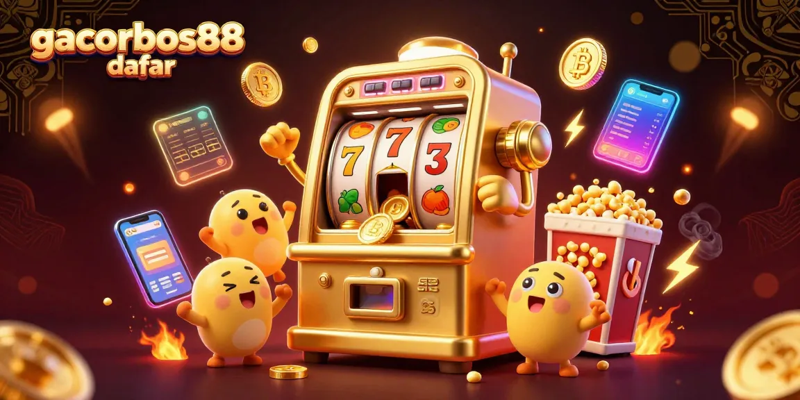 Experience the excitement of gacorbos88 daftar with energetic slot machines hitting jackpots amidst vibrant digital elements.