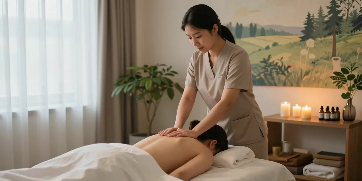 Serene 부천출장안마 session showcasing a relaxing massage with calming atmosphere and soft lighting.
